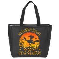 My Boston Terrier Rides Shotgun Dog Halloween Costume Zip Tote Bag