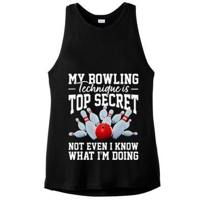 My Bowling Technique Is Top Secrets Funny Bowler Bowling Ladies PosiCharge Tri-Blend Wicking Tank