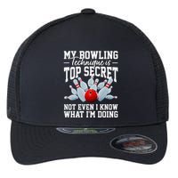 My Bowling Technique Is Top Secrets Funny Bowler Bowling Flexfit Unipanel Trucker Cap