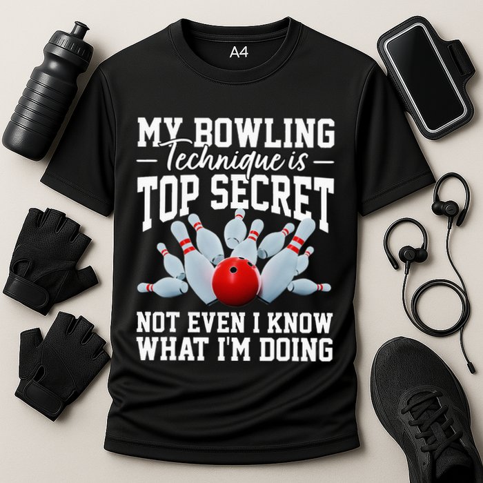 My Bowling Technique Is Top Secrets Funny Bowler Bowling Performance Shirt