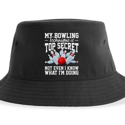 My Bowling Technique Is Top Secrets Funny Bowler Bowling Sustainable Bucket Hat