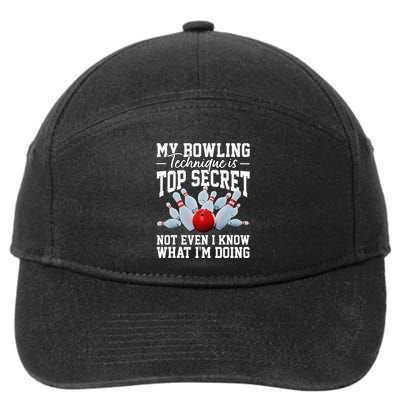 My Bowling Technique Is Top Secrets Funny Bowler Bowling 7-Panel Snapback Hat