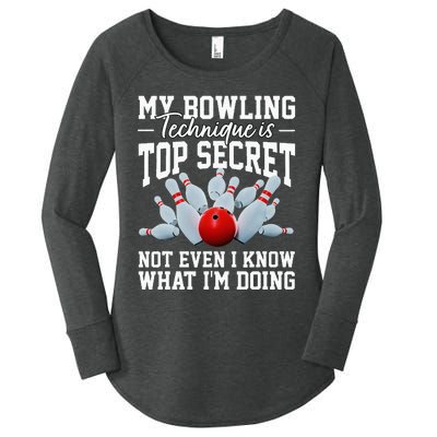 My Bowling Technique Is Top Secrets Funny Bowler Bowling Women's Perfect Tri Tunic Long Sleeve Shirt