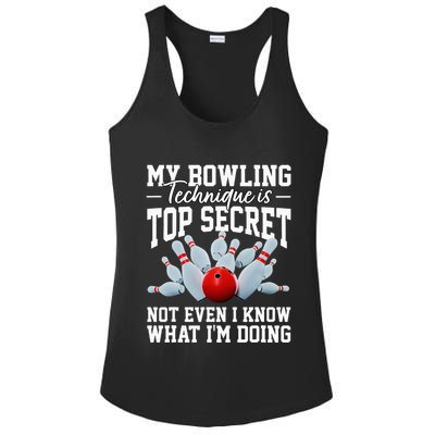 My Bowling Technique Is Top Secrets Funny Bowler Bowling Ladies PosiCharge Competitor Racerback Tank