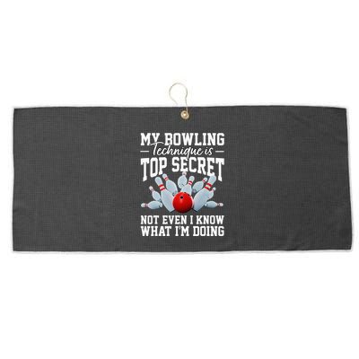 My Bowling Technique Is Top Secrets Funny Bowler Bowling Large Microfiber Waffle Golf Towel