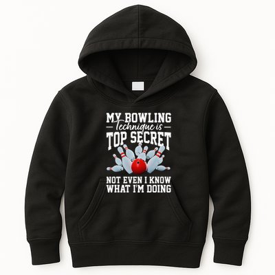 My Bowling Technique Is Top Secrets Funny Bowler Bowling Kids Hoodie