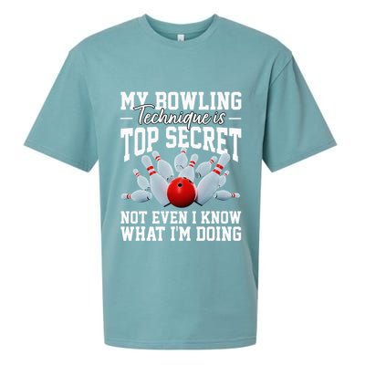 My Bowling Technique Is Top Secrets Funny Bowler Bowling Sueded Cloud Jersey T-Shirt