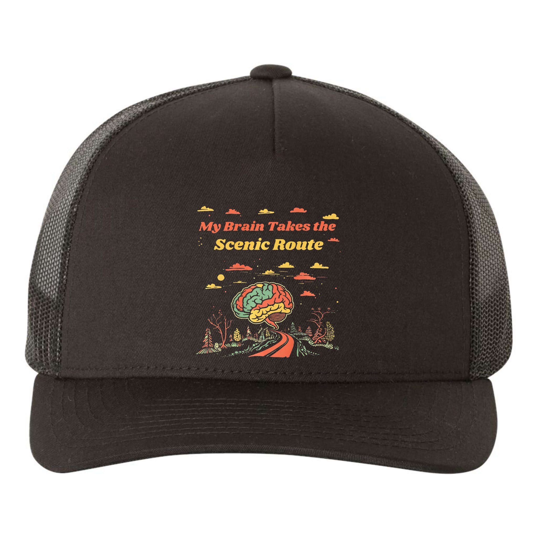My Brain Takes The Scenic Route Yupoong Adult 5-Panel Trucker Hat