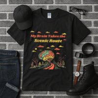 My Brain Takes The Scenic Route Tall T-Shirt