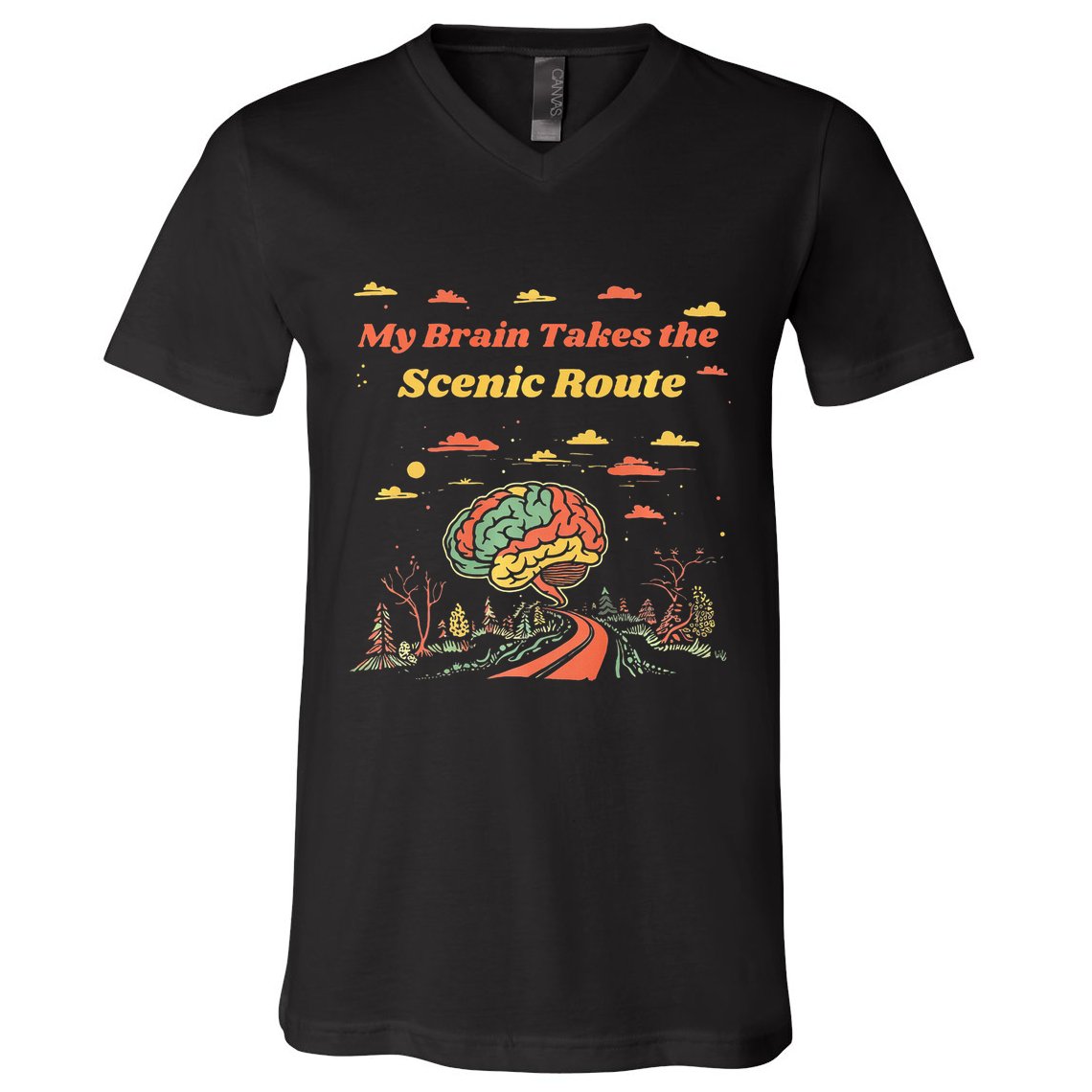 My Brain Takes The Scenic Route V-Neck T-Shirt