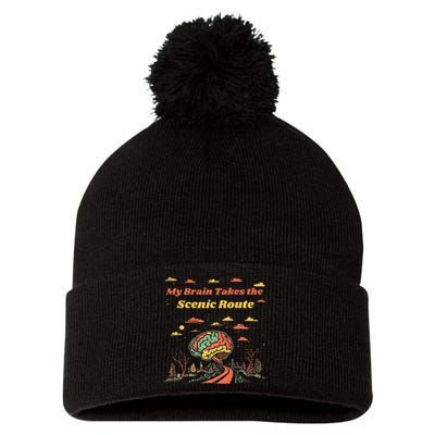 My Brain Takes The Scenic Route Pom Pom 12in Knit Beanie