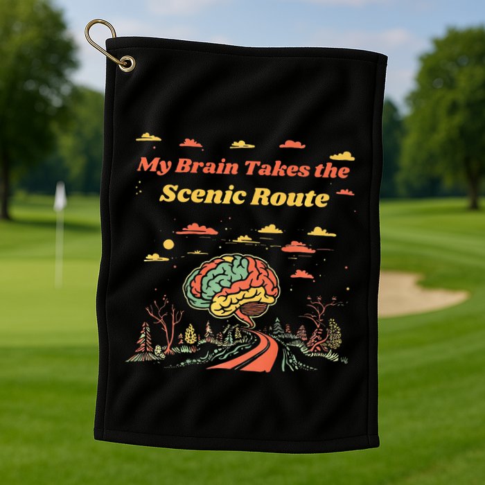 My Brain Takes The Scenic Route Golf Towel