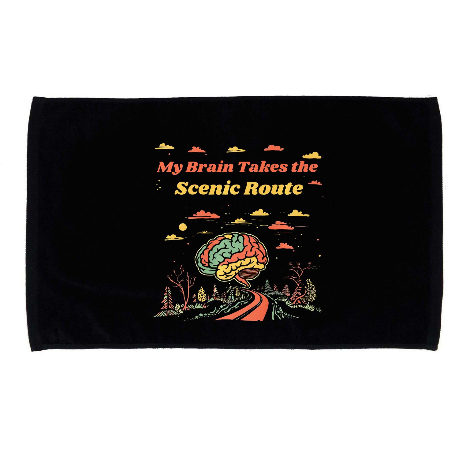My Brain Takes The Scenic Route Microfiber Hand Towel