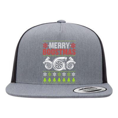 Merry Boostmas Ugly Xmas Funny Turbo Boost Christmas Flat Bill Trucker Hat