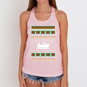 Motor Boating Ugly Christmas Gift For Mom Or Dad Funny Gift Women's Knotted Racerback Tank