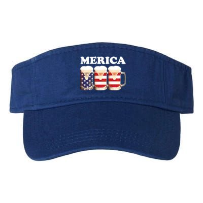 Merica Beer Usa 4th July National Day Celebration Gift Valucap Bio-Washed Visor