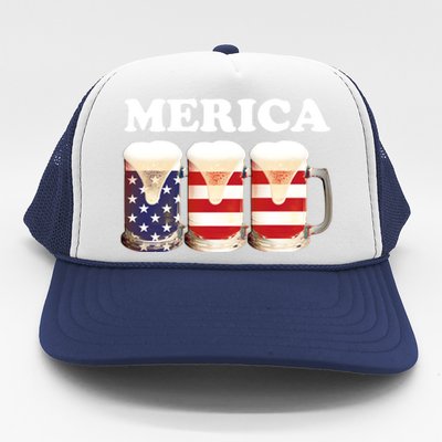 Merica Beer Usa 4th July National Day Celebration Gift Trucker Hat