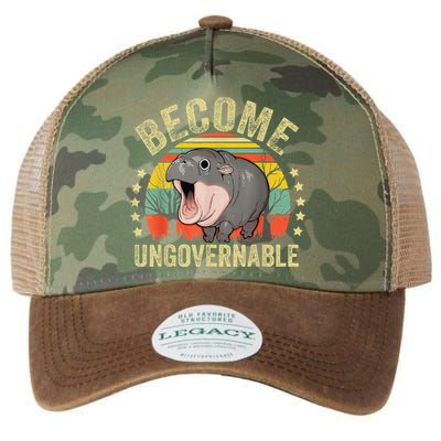 Moodeng Become Ungovernable Funny Baby Hippo Moo Deng Joke Legacy Tie Dye Trucker Hat