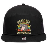 Moodeng Become Ungovernable Funny Baby Hippo Moo Deng Joke 7 Panel Mesh Trucker Snapback Hat