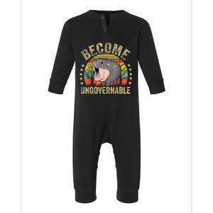 Moodeng Become Ungovernable Funny Baby Hippo Moo Deng Joke Infant Fleece One Piece