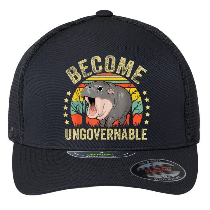 Moodeng Become Ungovernable Funny Baby Hippo Moo Deng Joke Flexfit Unipanel Trucker Cap
