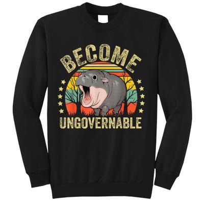Moodeng Become Ungovernable Funny Baby Hippo Moo Deng Joke Sweatshirt