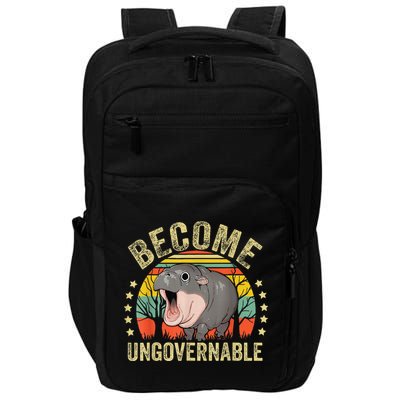 Moodeng Become Ungovernable Funny Baby Hippo Moo Deng Joke Impact Tech Backpack