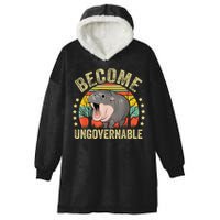 Moodeng Become Ungovernable Funny Baby Hippo Moo Deng Joke Hooded Wearable Blanket