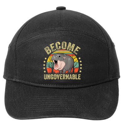 Moodeng Become Ungovernable Funny Baby Hippo Moo Deng Joke 7-Panel Snapback Hat