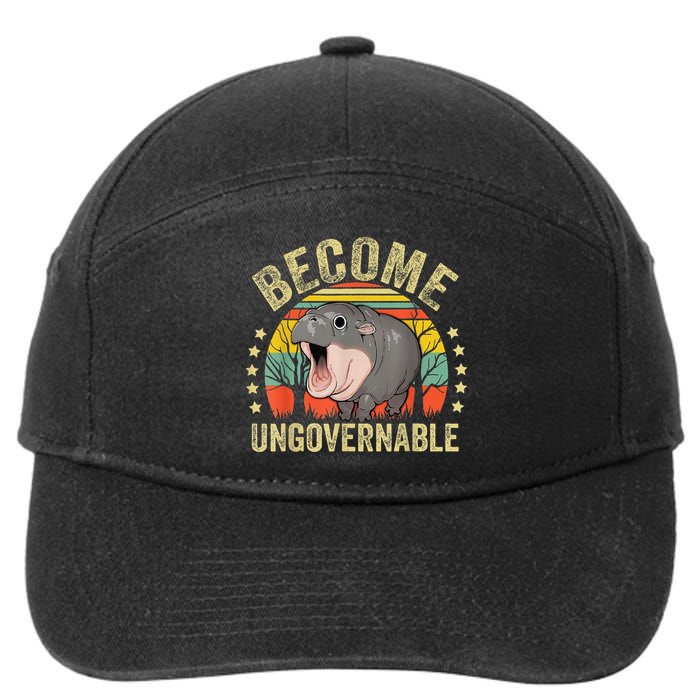 Moodeng Become Ungovernable Funny Baby Hippo Moo Deng Joke 7-Panel Snapback Hat