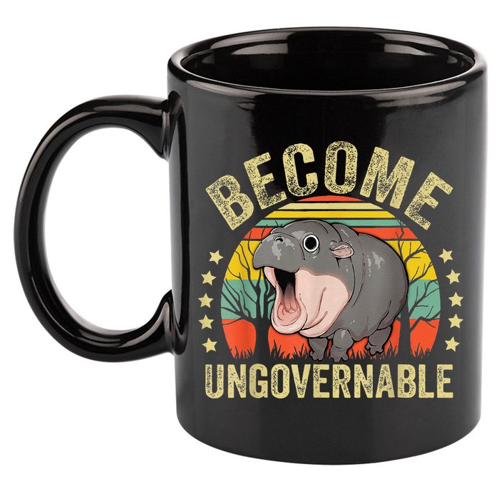 Moodeng Become Ungovernable Funny Baby Hippo Moo Deng Joke 11oz C Handle Ceramic Mug
