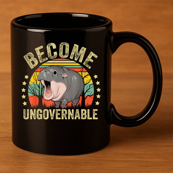 Moodeng Become Ungovernable Funny Baby Hippo Moo Deng Joke 11oz C Handle Ceramic Mug