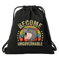 Moodeng Become Ungovernable Funny Baby Hippo Moo Deng Joke Drawstring Bag