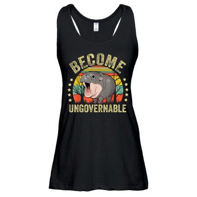 Moodeng Become Ungovernable Funny Baby Hippo Moo Deng Joke Ladies Essential Flowy Tank