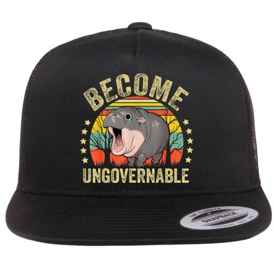 Moodeng Become Ungovernable Funny Baby Hippo Moo Deng Joke Flatbill Hat