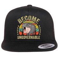 Moodeng Become Ungovernable Funny Baby Hippo Moo Deng Joke Flatbill Hat