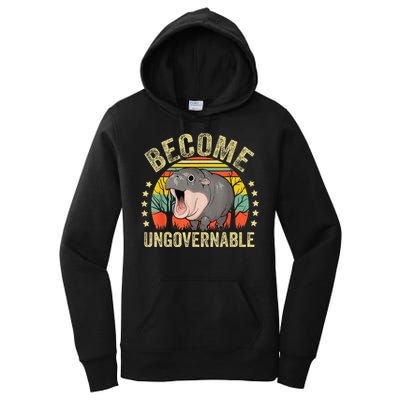Moodeng Become Ungovernable Funny Baby Hippo Moo Deng Joke Women's Pullover Hoodie