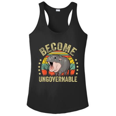 Moodeng Become Ungovernable Funny Baby Hippo Moo Deng Joke Ladies PosiCharge Competitor Racerback Tank