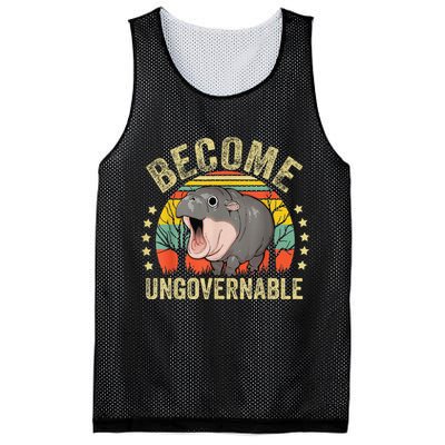 Moodeng Become Ungovernable Funny Baby Hippo Moo Deng Joke Mesh Reversible Basketball Jersey Tank