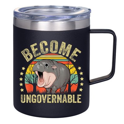 Moodeng Become Ungovernable Funny Baby Hippo Moo Deng Joke 12oz Stainless Steel Coffee Mug