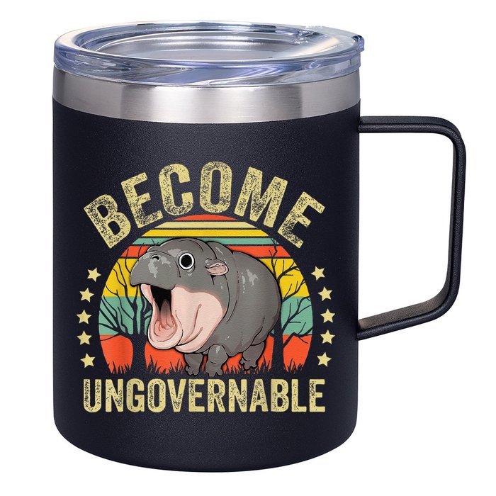 Moodeng Become Ungovernable Funny Baby Hippo Moo Deng Joke 12oz Stainless Steel Coffee Mug