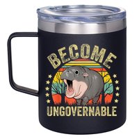 Moodeng Become Ungovernable Funny Baby Hippo Moo Deng Joke 12oz Stainless Steel Coffee Mug
