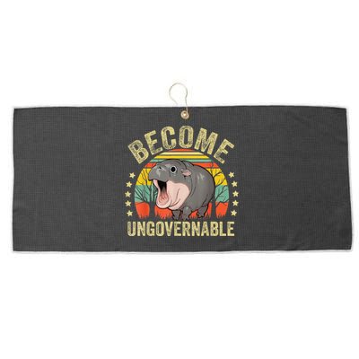 Moodeng Become Ungovernable Funny Baby Hippo Moo Deng Joke Large Microfiber Waffle Golf Towel