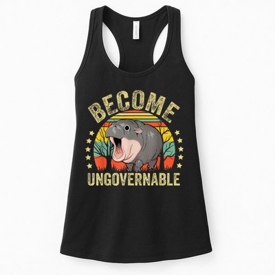 Moodeng Become Ungovernable Funny Baby Hippo Moo Deng Joke Womens Tank Top