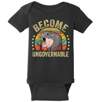 Moodeng Become Ungovernable Funny Baby Hippo Moo Deng Joke Baby Bodysuit