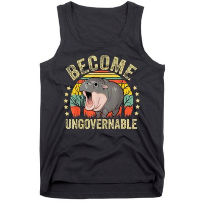 Moodeng Become Ungovernable Funny Baby Hippo Moo Deng Joke Tank Top