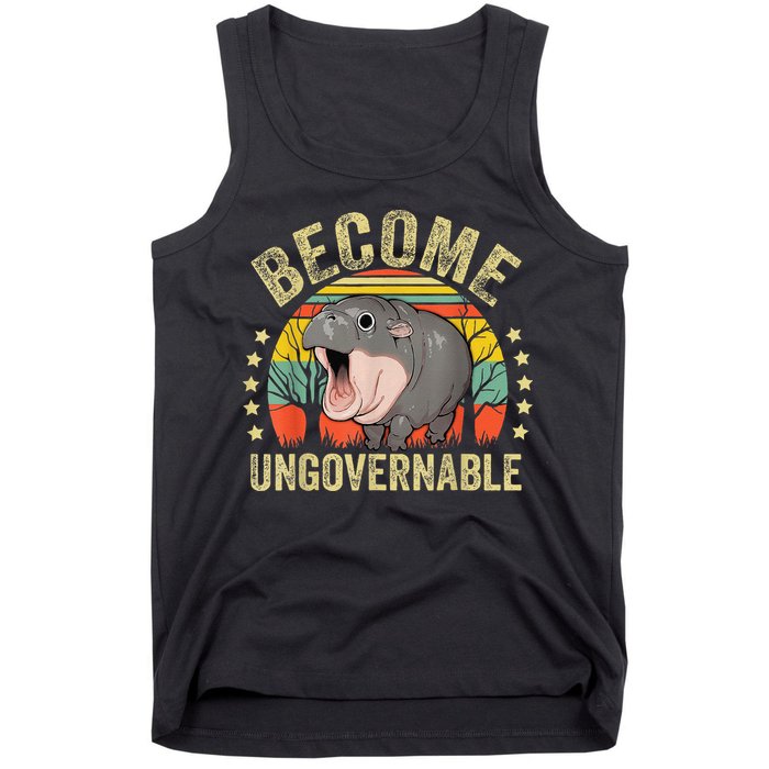 Moodeng Become Ungovernable Funny Baby Hippo Moo Deng Joke Tank Top