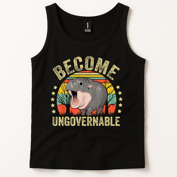 Moodeng Become Ungovernable Funny Baby Hippo Moo Deng Joke Tank Top