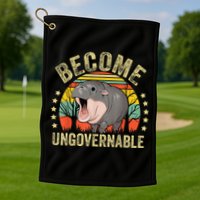 Moodeng Become Ungovernable Funny Baby Hippo Moo Deng Joke Golf Towel