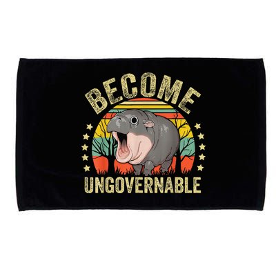 Moodeng Become Ungovernable Funny Baby Hippo Moo Deng Joke Microfiber Hand Towel